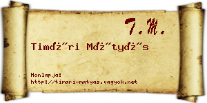 Timári Mátyás névjegykártya